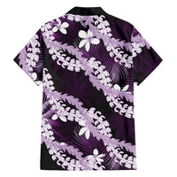 Puakenikeni Maile Lei Family Matching Mermaid Dress and Hawaiian Shirt Frangipani Purple Tropical Leaves