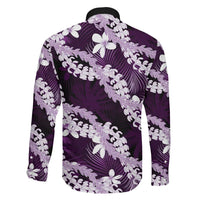 Puakenikeni Maile Lei Family Matching Mermaid Dress and Hawaiian Shirt Frangipani Purple Tropical Leaves