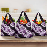 Puakenikeni Maile Lei Grocery Bag Frangipani Purple Tropical Leaves LT01 3-pack One Size Purple - Polynesian Pride