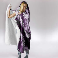 Puakenikeni Maile Lei Hooded Blanket Frangipani Purple Tropical Leaves LT01 - Polynesian Pride