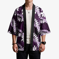 Puakenikeni Maile Lei Kimono Frangipani Purple Tropical Leaves LT01 - Polynesian Pride