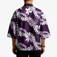 Puakenikeni Maile Lei Kimono Frangipani Purple Tropical Leaves LT01 - Polynesian Pride