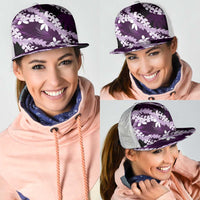 Puakenikeni Maile Lei Mesh Trucker Cap Frangipani Purple Tropical Leaves LT01 - Polynesian Pride