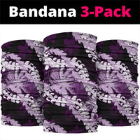 Puakenikeni Maile Lei Neck Gaiter Frangipani Purple Tropical Leaves LT01 package One Size: 25*50cm Purple - Polynesian Pride
