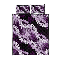 Puakenikeni Maile Lei Quilt Bed Set Frangipani Purple Tropical Leaves LT01 - Polynesian Pride