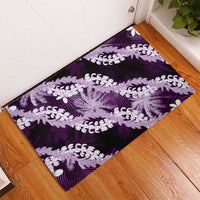 Puakenikeni Maile Lei Rubber Doormat Frangipani Purple Tropical Leaves LT01 - Polynesian Pride