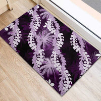 Puakenikeni Maile Lei Rubber Doormat Frangipani Purple Tropical Leaves LT01 - Polynesian Pride