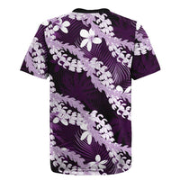 Puakenikeni Maile Lei Rugby Jersey Frangipani Purple Tropical Leaves LT01 - Polynesian Pride