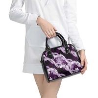 Puakenikeni Maile Lei Shoulder Handbag Frangipani Purple Tropical Leaves LT01 - Polynesian Pride