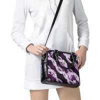Puakenikeni Maile Lei Shoulder Handbag Frangipani Purple Tropical Leaves LT01 - Polynesian Pride
