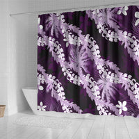 Puakenikeni Maile Lei Shower Curtain Frangipani Purple Tropical Leaves LT01 - Polynesian Pride