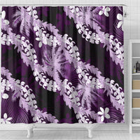Puakenikeni Maile Lei Shower Curtain Frangipani Purple Tropical Leaves LT01 - Polynesian Pride