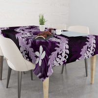 Puakenikeni Maile Lei Tablecloth Frangipani Purple Tropical Leaves LT01 - Polynesian Pride