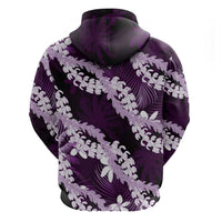 Puakenikeni Maile Lei Zip Hoodie Frangipani Purple Tropical Leaves LT01 - Polynesian Pride