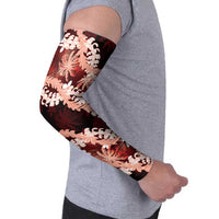 Puakenikeni Maile Lei Arm Sleeves Frangipani Red Tropical Leaves LT01 - Polynesian Pride