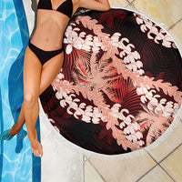 Puakenikeni Maile Lei Beach Blanket Frangipani Red Tropical Leaves LT01 - Polynesian Pride