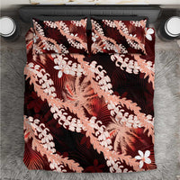 Puakenikeni Maile Lei Bedding Set Frangipani Red Tropical Leaves LT01 Red - Polynesian Pride