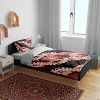 Puakenikeni Maile Lei Bedding Set Frangipani Red Tropical Leaves LT01 - Polynesian Pride
