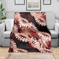 Puakenikeni Maile Lei Blanket Frangipani Red Tropical Leaves LT01 - Polynesian Pride