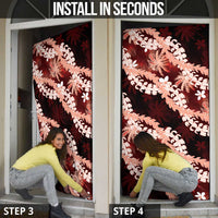 Puakenikeni Maile Lei Door Cover Frangipani Red Tropical Leaves LT01 - Polynesian Pride