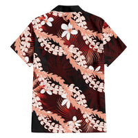 Puakenikeni Maile Lei Family Matching Puletasi and Hawaiian Shirt Frangipani Red Tropical Leaves
