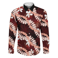 Puakenikeni Maile Lei Family Matching Puletasi and Hawaiian Shirt Frangipani Red Tropical Leaves