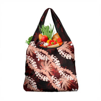 Puakenikeni Maile Lei Grocery Bag Frangipani Red Tropical Leaves LT01 1-pack One Size Red - Polynesian Pride