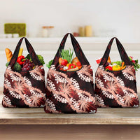 Puakenikeni Maile Lei Grocery Bag Frangipani Red Tropical Leaves LT01 3-pack One Size Red - Polynesian Pride