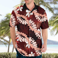 Puakenikeni Maile Lei Hawaiian Shirt Frangipani Red Tropical Leaves LT01 - Polynesian Pride