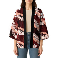 Puakenikeni Maile Lei Kimono Frangipani Red Tropical Leaves LT01 - Polynesian Pride