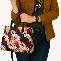 Puakenikeni Maile Lei Leather Bag Frangipani Red Tropical Leaves LT01 - Polynesian Pride