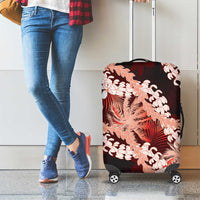 Puakenikeni Maile Lei Luggage Cover Frangipani Red Tropical Leaves LT01 - Polynesian Pride