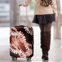 Puakenikeni Maile Lei Luggage Cover Frangipani Red Tropical Leaves LT01 - Polynesian Pride
