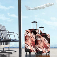 Puakenikeni Maile Lei Luggage Cover Frangipani Red Tropical Leaves LT01 - Polynesian Pride