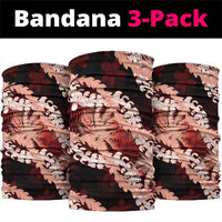 Puakenikeni Maile Lei Neck Gaiter Frangipani Red Tropical Leaves LT01 package One Size: 25*50cm Red - Polynesian Pride