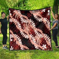 Puakenikeni Maile Lei Quilt Frangipani Red Tropical Leaves LT01 - Polynesian Pride
