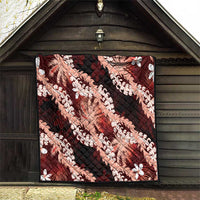Puakenikeni Maile Lei Quilt Frangipani Red Tropical Leaves LT01 - Polynesian Pride