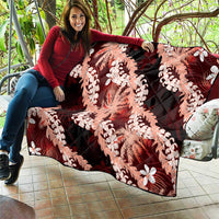 Puakenikeni Maile Lei Quilt Frangipani Red Tropical Leaves LT01 - Polynesian Pride