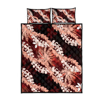 Puakenikeni Maile Lei Quilt Bed Set Frangipani Red Tropical Leaves LT01 - Polynesian Pride