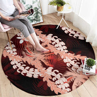 Puakenikeni Maile Lei Round Carpet Frangipani Red Tropical Leaves LT01 - Polynesian Pride