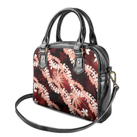 Puakenikeni Maile Lei Shoulder Handbag Frangipani Red Tropical Leaves LT01 - Polynesian Pride