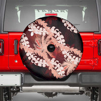 Puakenikeni Maile Lei Spare Tire Cover Frangipani Red Tropical Leaves LT01 - Polynesian Pride