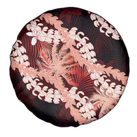 Puakenikeni Maile Lei Spare Tire Cover Frangipani Red Tropical Leaves LT01 - Polynesian Pride