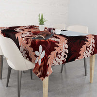Puakenikeni Maile Lei Tablecloth Frangipani Red Tropical Leaves LT01 - Polynesian Pride