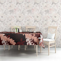 Puakenikeni Maile Lei Tablecloth Frangipani Red Tropical Leaves LT01 - Polynesian Pride