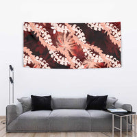 Puakenikeni Maile Lei Tapestry Frangipani Red Tropical Leaves LT01 - Polynesian Pride
