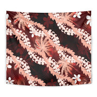 Puakenikeni Maile Lei Tapestry Frangipani Red Tropical Leaves LT01 - Polynesian Pride