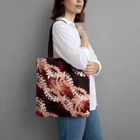 Puakenikeni Maile Lei Tote Bag Frangipani Red Tropical Leaves LT01 - Polynesian Pride