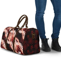 Puakenikeni Maile Lei Travel Bag Frangipani Red Tropical Leaves LT01 - Polynesian Pride