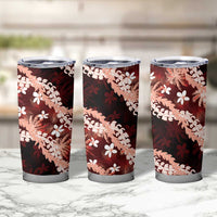 Puakenikeni Maile Lei Tumbler Cup Frangipani Red Tropical Leaves LT01 - Polynesian Pride